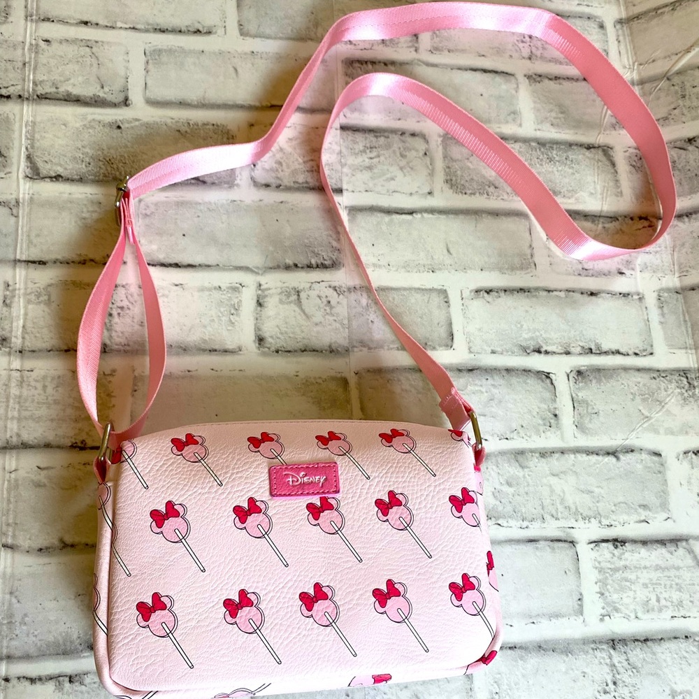 New Disney StoryTime Minnie Mouse Pink Lollipop crossbody purse.